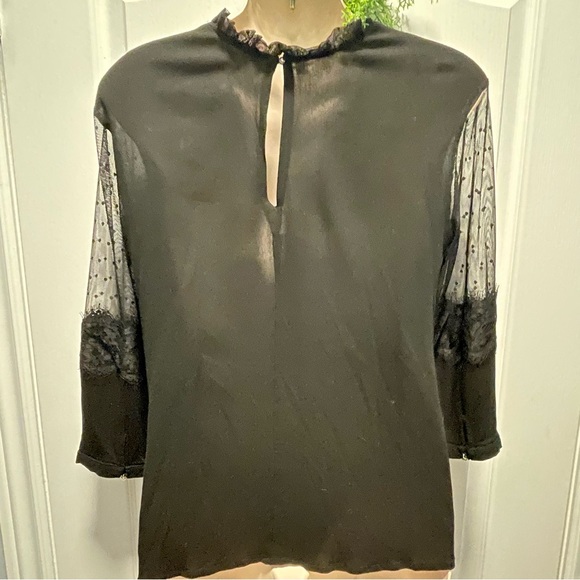 🌸3 for $20 Black floral long sleeve Lace Size S sheer long sleeve blouse - Picture 14 of 16